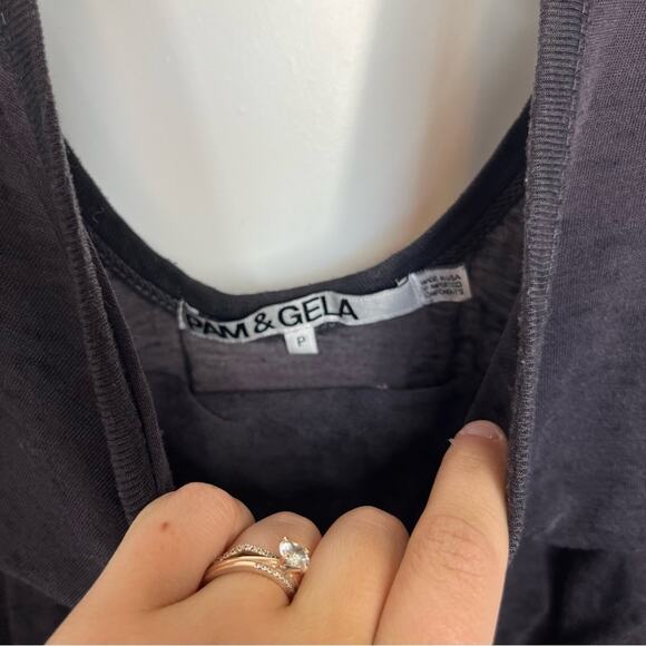 Pam & Gela Washed Burn Out Lightweight High Low Tank Top Size Small - Picture 2 of 5